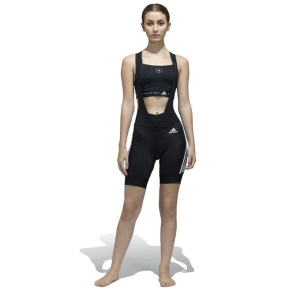 Adidas The Bib Padded Cycling Shorts Black White Women's Large Breathable Straps - Picture 1 of 15